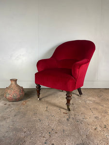 Late Victorian Arm Chair - recently upholstered