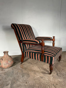 Victorian Open Arm Chair by Gillows reupholstered in Robert Kime