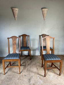 Set of Four Mid Century British Dining Chairs -  with newly covered seats in Guy Goodfellow Fabric