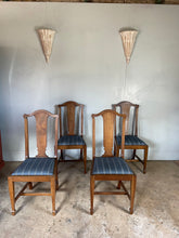 Load image into Gallery viewer, Set of Four Mid Century British Dining Chairs -  with newly covered seats in Guy Goodfellow Fabric
