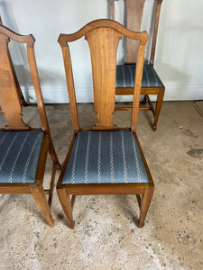 Set of Four Mid Century British Dining Chairs -  with newly covered seats in Guy Goodfellow Fabric