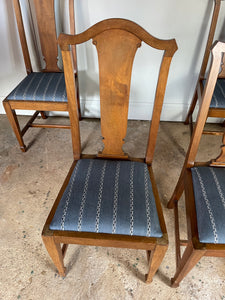 Set of Four Mid Century British Dining Chairs -  with newly covered seats in Guy Goodfellow Fabric