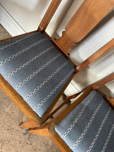 Load image into Gallery viewer, Set of Four Mid Century British Dining Chairs -  with newly covered seats in Guy Goodfellow Fabric
