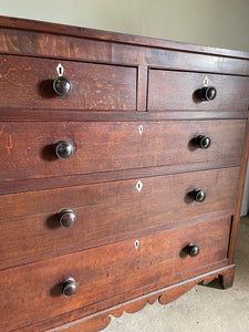 Victorian Oak Chest of Drawers with Mahogany Banding