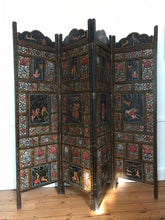 Load image into Gallery viewer, Wooden Carved Indian Painted Screen / Room Divider
