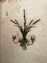 Load image into Gallery viewer, French Toileware Sconces with a bullrush design - rewired.
