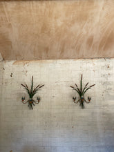 Load image into Gallery viewer, French Toileware Sconces with a bullrush design - rewired.
